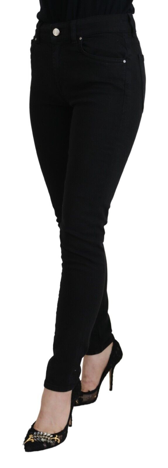 Elegant black denim trousers