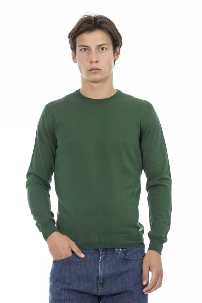 Green cotton sweater for men