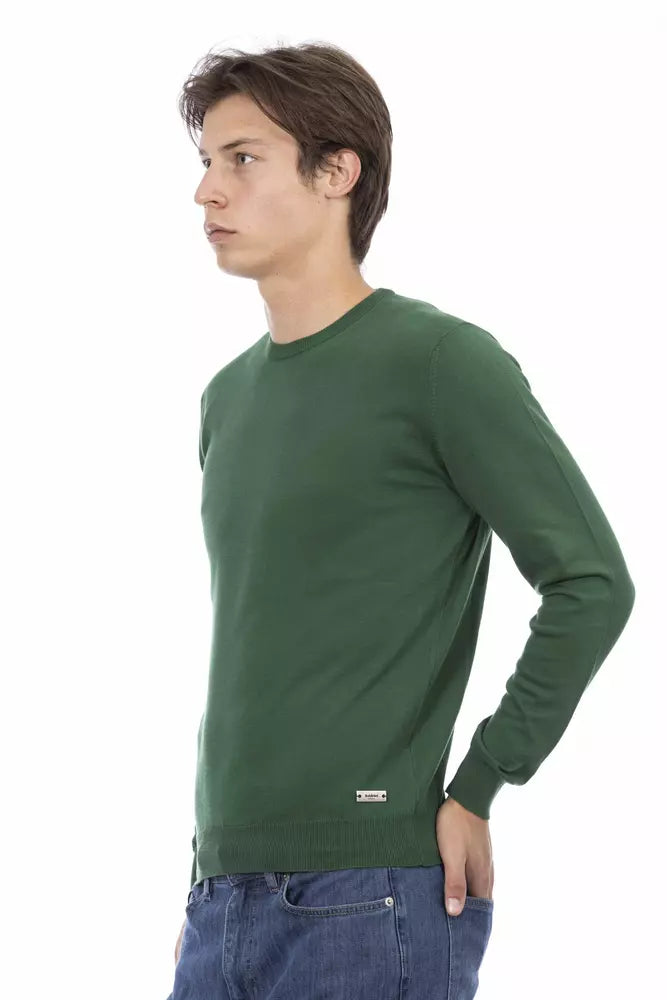 Green cotton sweater for men