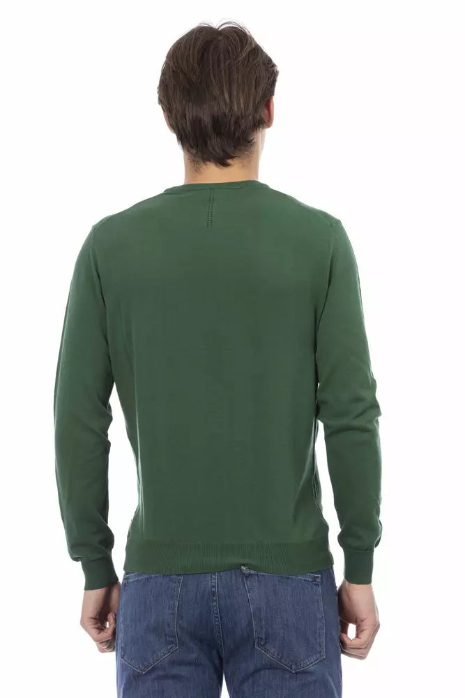 Green cotton sweater for men