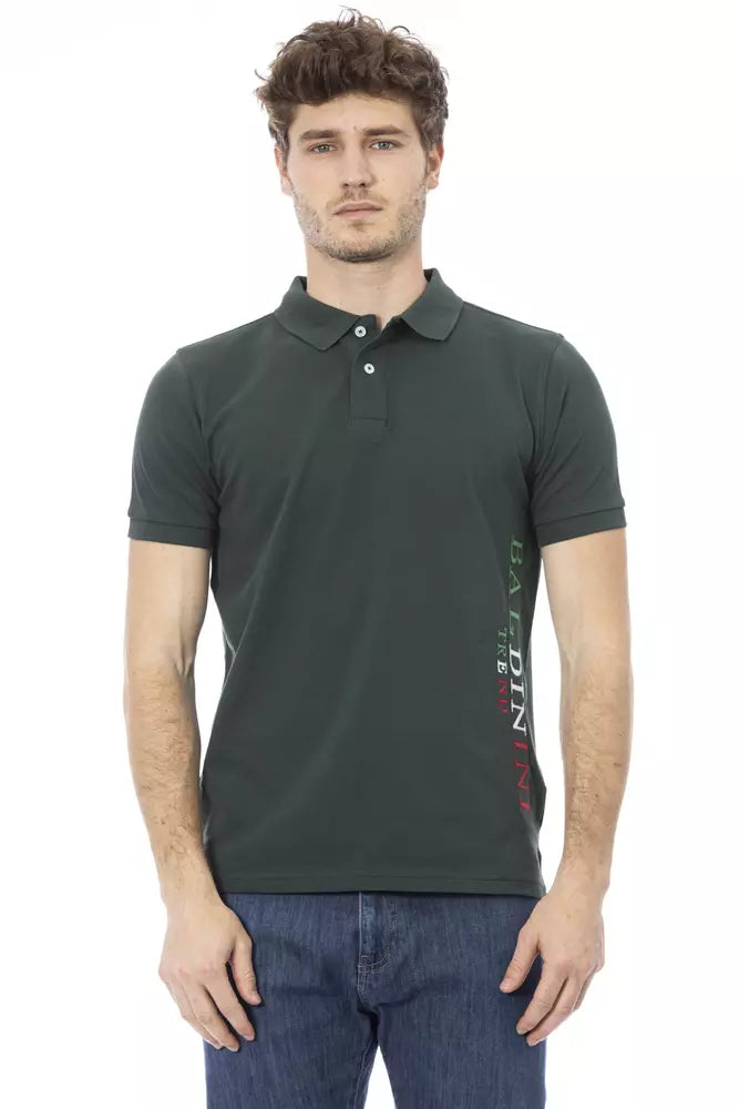 Green cotton polo shirt for men