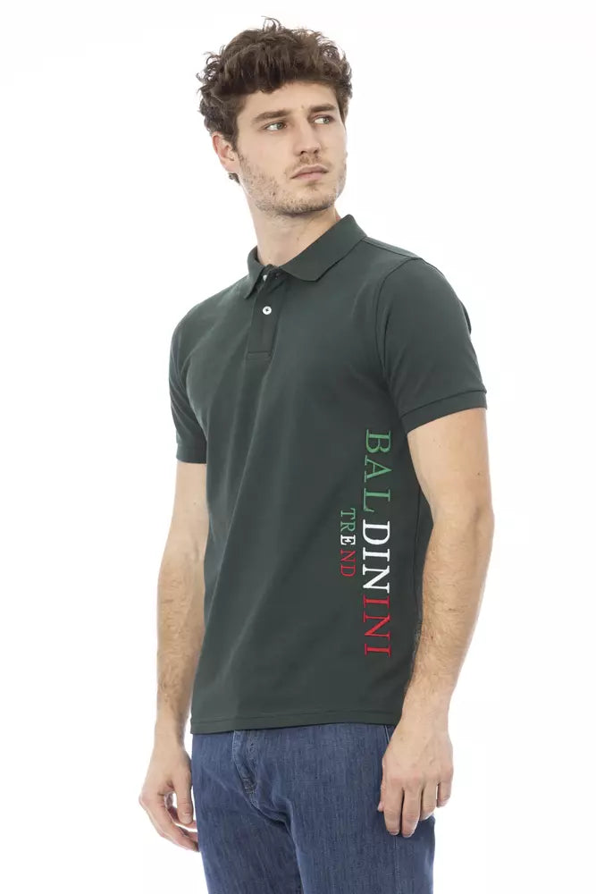 Green cotton polo shirt for men