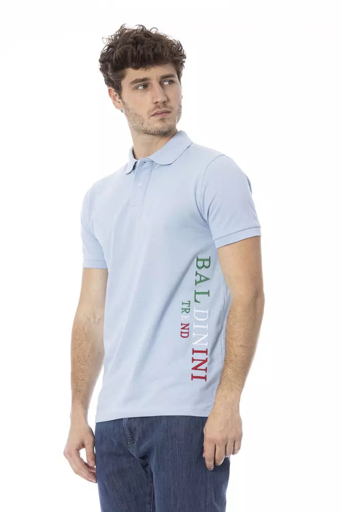 Light blue cotton men's polo