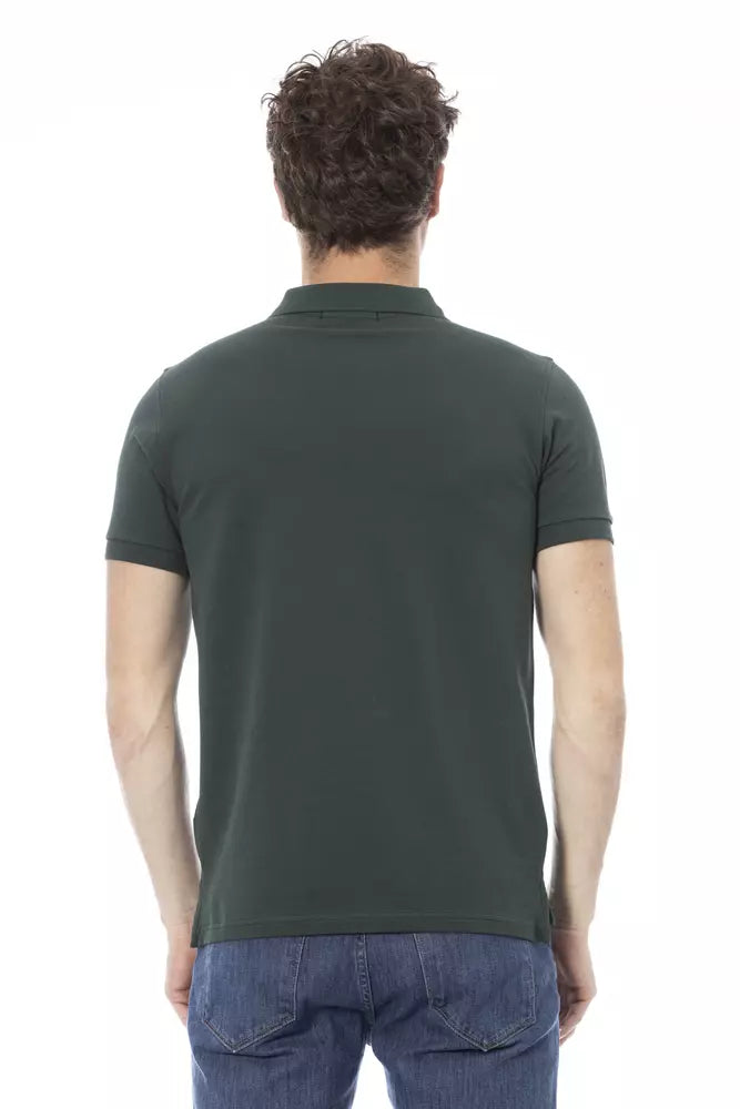 Green cotton polo shirt for men