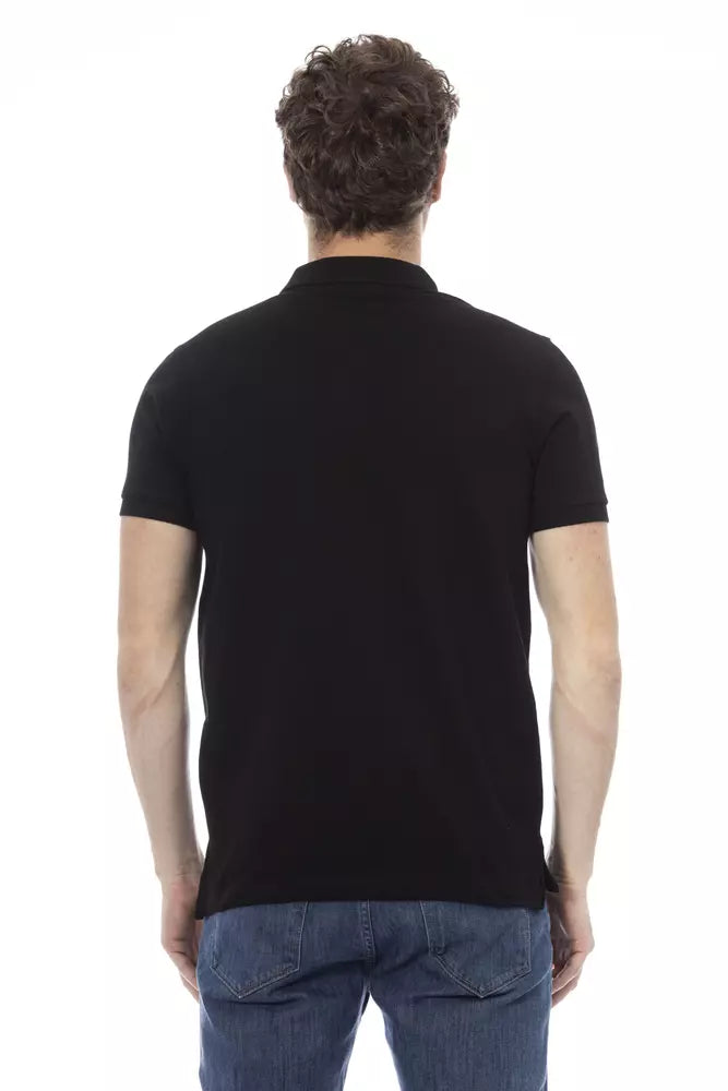 Black cotton polo shirt for men