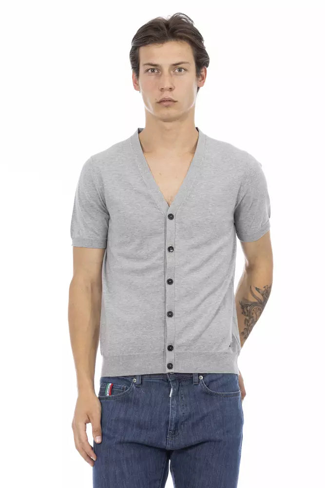 Grauer Herren-Pullover aus Baumwolle