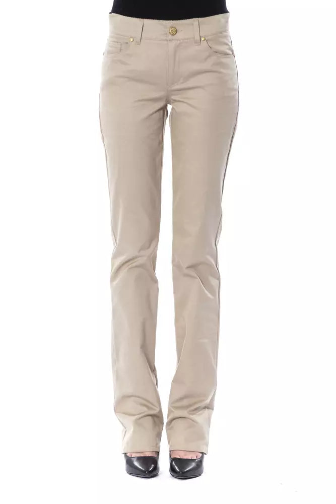 Beige cotton women's pants