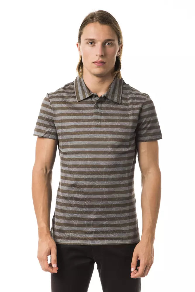 Grey cotton polo shirt for men
