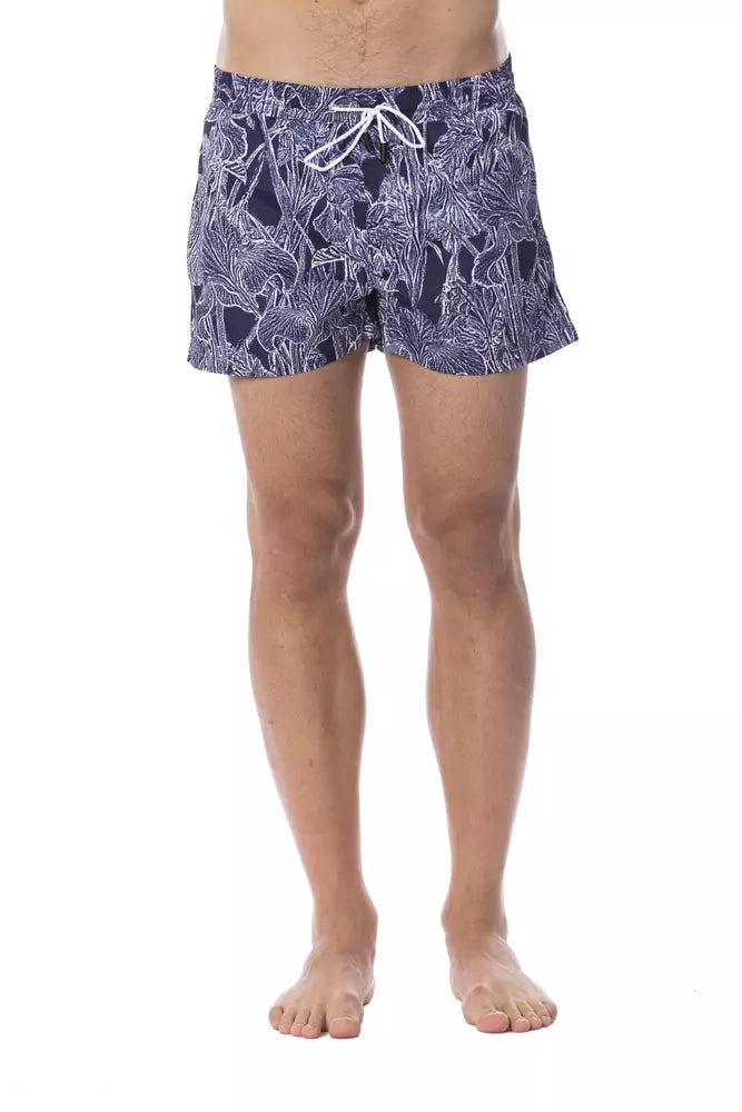 Blue polyester swimsuit for men