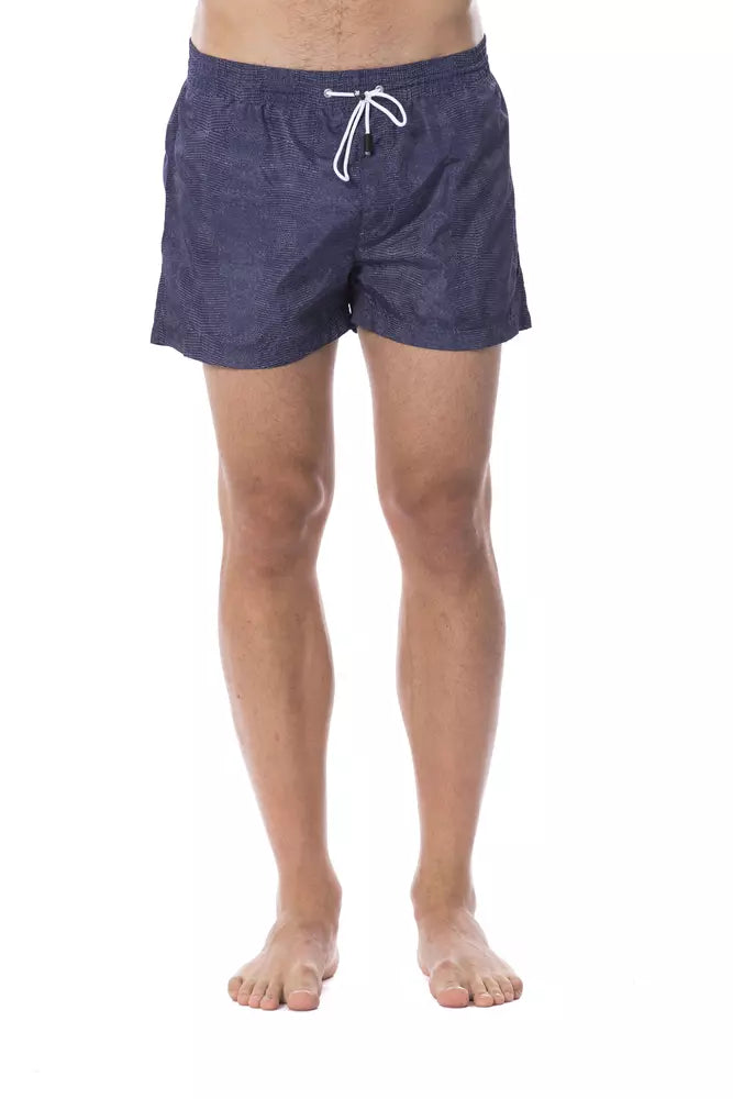 Blue polyester swimwear for men