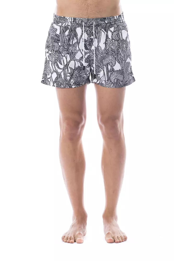 Black polyester swimsuit for men