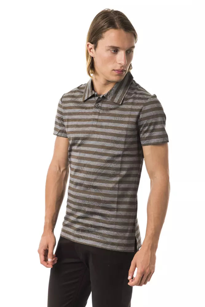 Grey cotton polo shirt for men