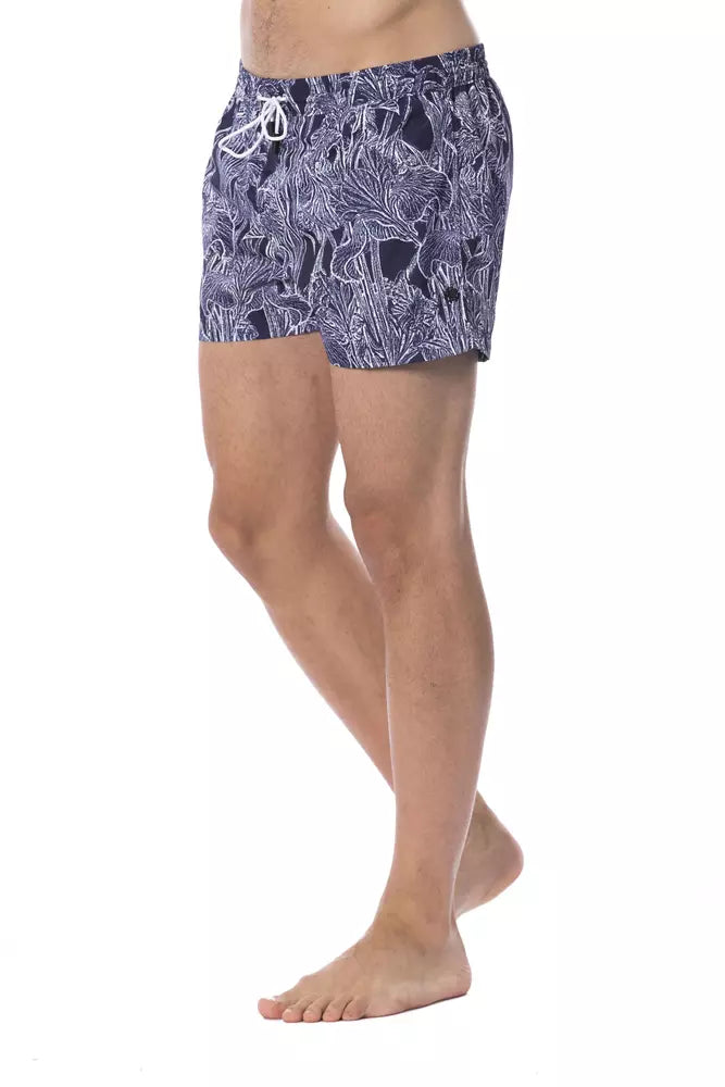 Blue polyester swimsuit for men