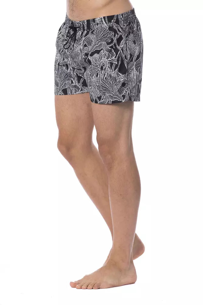 Black polyester swimsuit for men