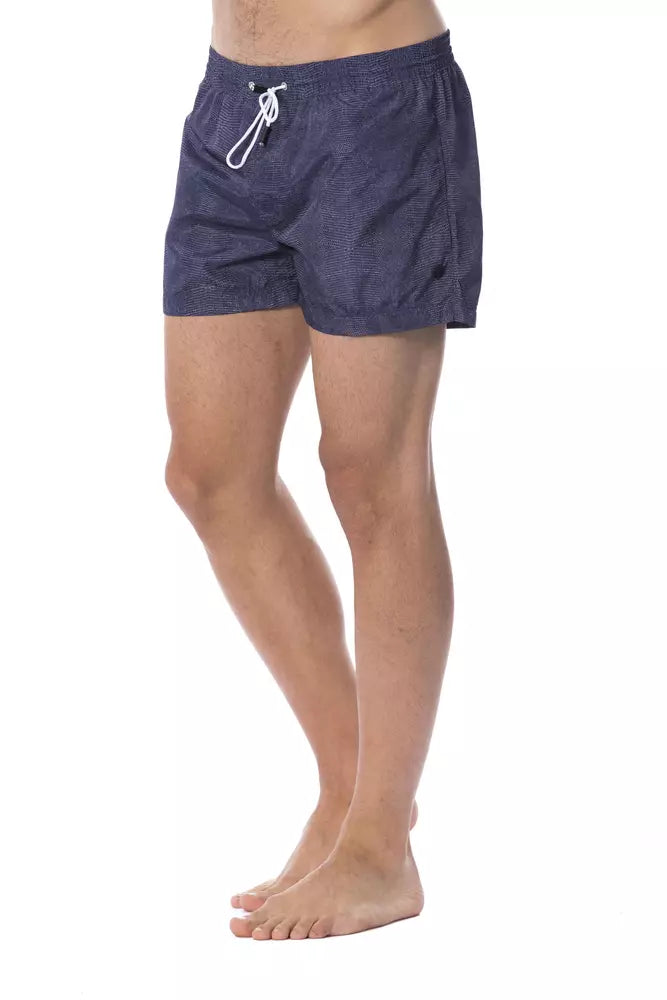 Blue polyester swimwear for men
