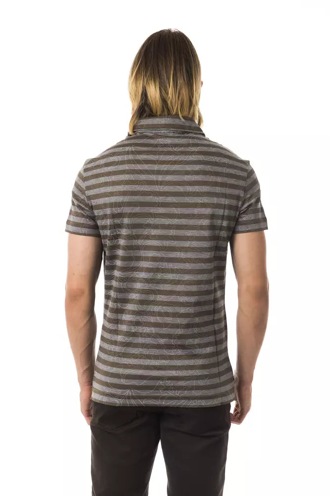 Grey cotton polo shirt for men