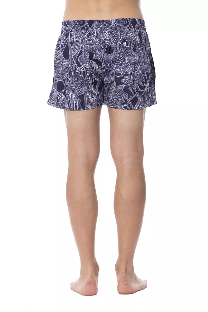 Blue polyester swimsuit for men