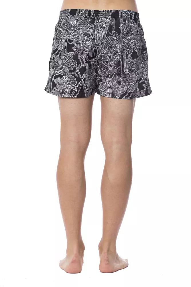 Black polyester swimsuit for men