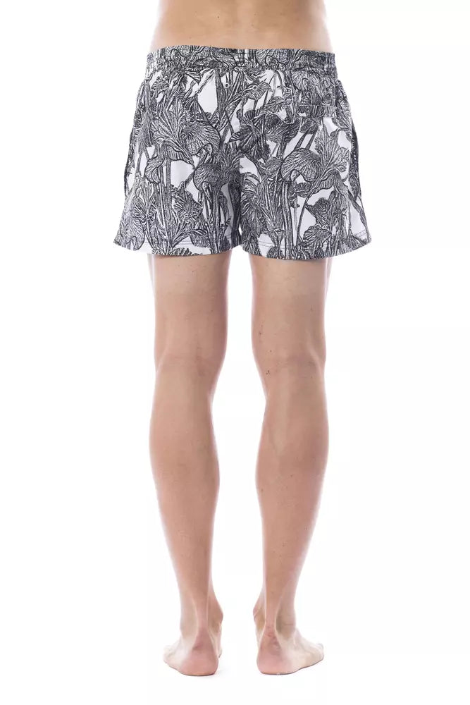 Black polyester swimsuit for men