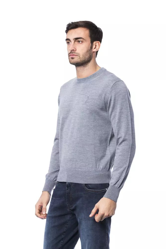 Grey merino wool sweater for men