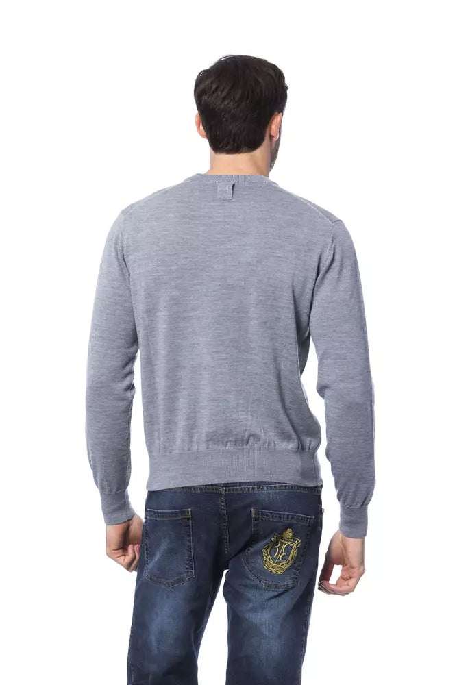 Grey merino wool sweater for men