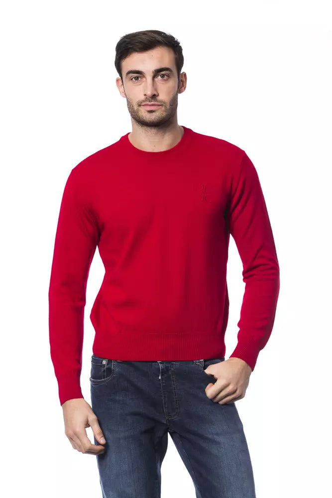Red merino wool sweater for men