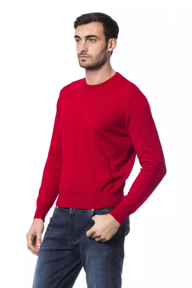 Red merino wool sweater for men