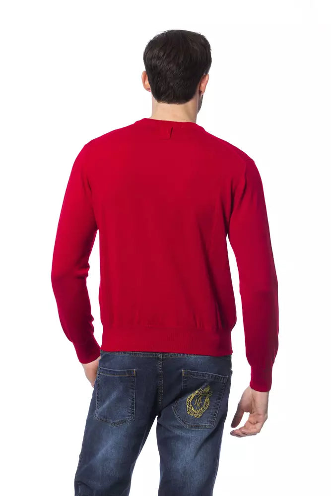 Red merino wool sweater for men