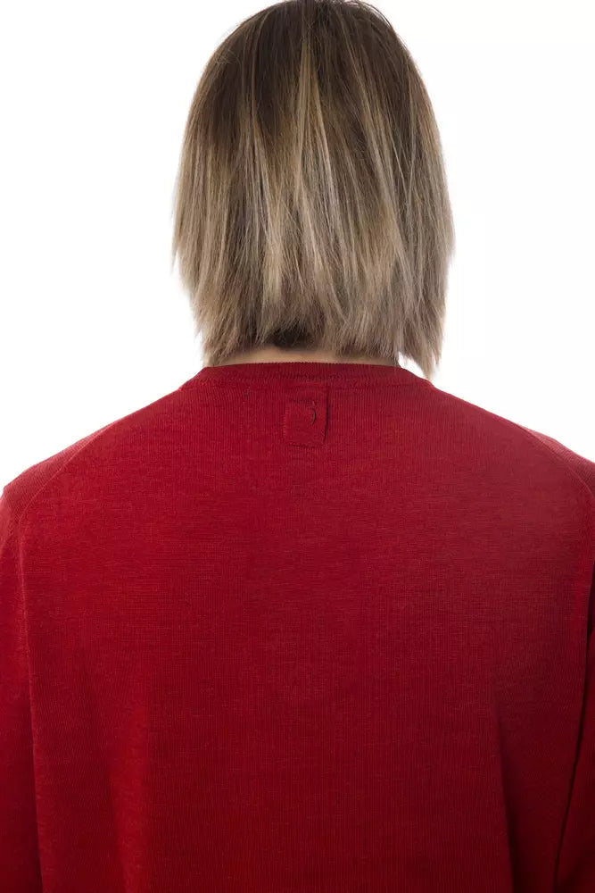 Red merino wool sweater for men