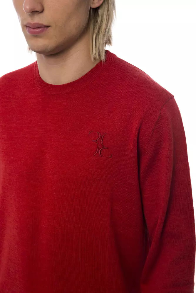 Red merino wool sweater for men