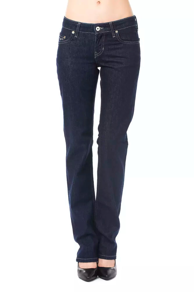 Damen-Jeans aus blauem Baumwollstoff