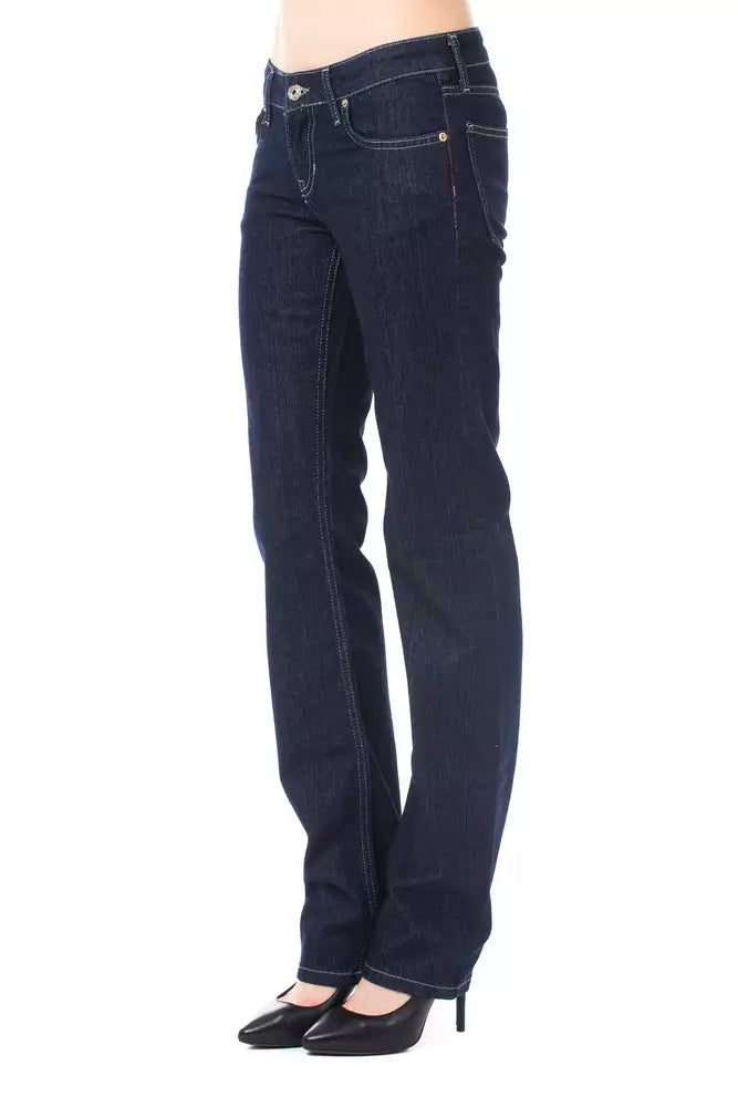 Damen-Jeans aus blauem Baumwollstoff