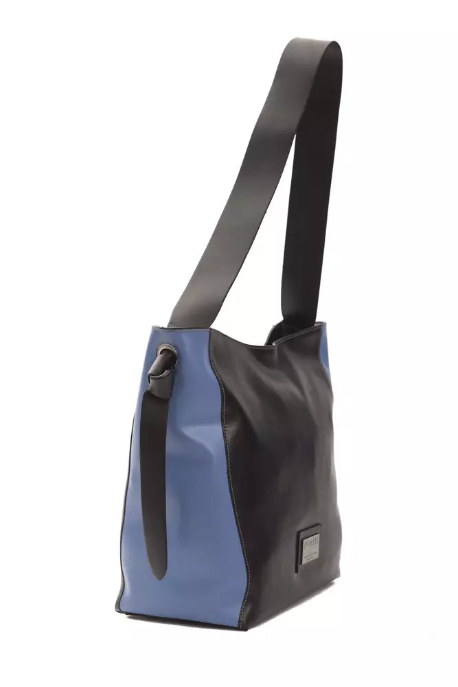 Black leather ladies shoulder bag