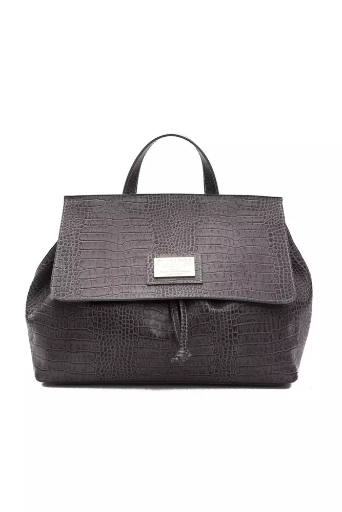 Grey leather ladies handbag