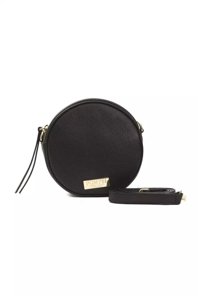 Pompei Donatella Schwarze Leder Damen Crossbody Tasche