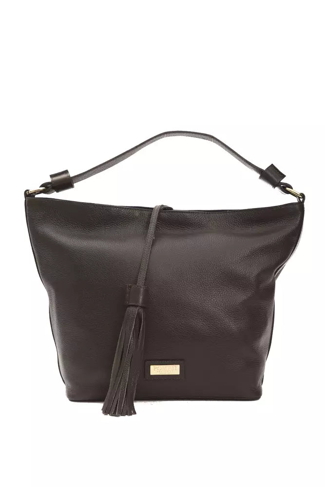 Brown leather ladies shoulder bag
