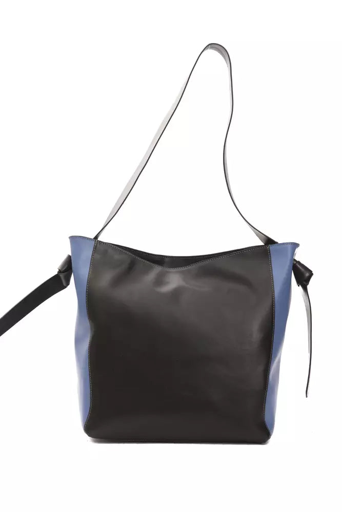 Black leather ladies shoulder bag