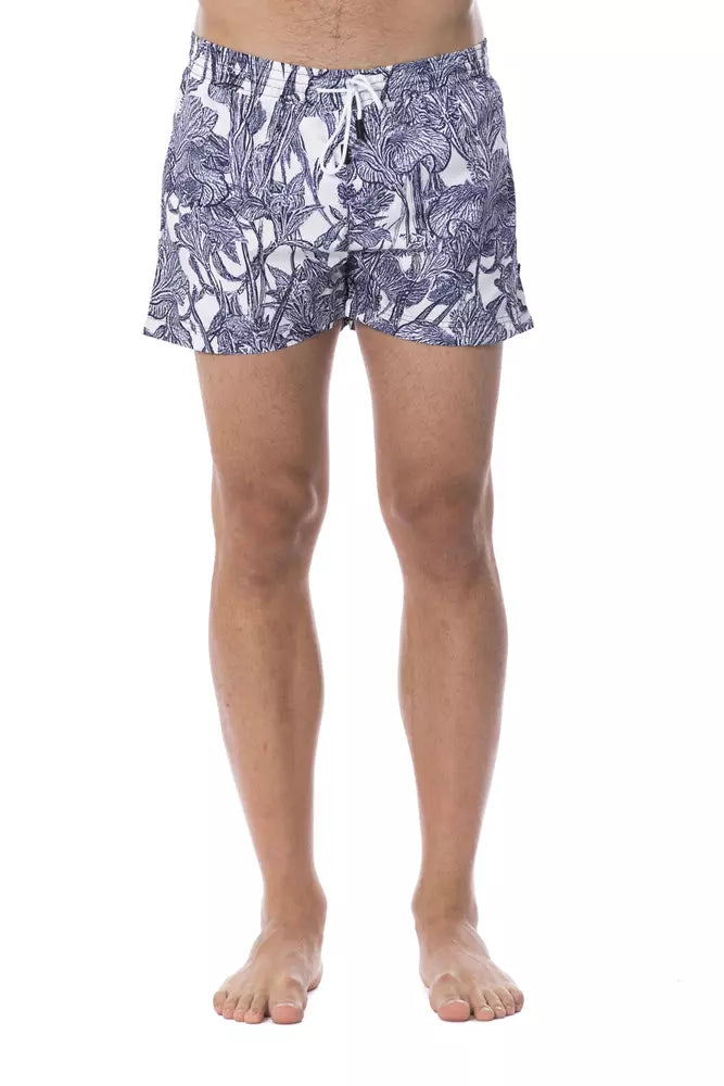 Light blue polyester men's swimwear