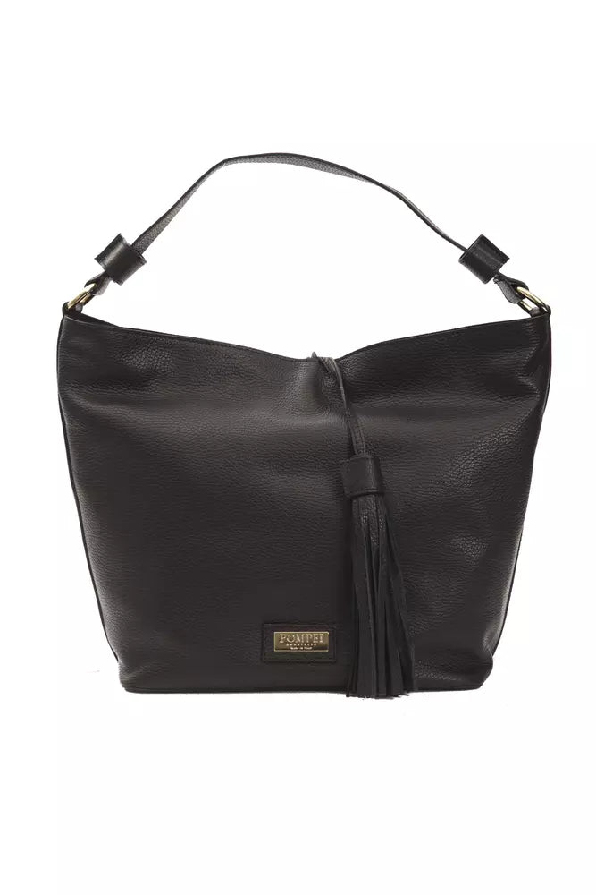 Black leather ladies shoulder bag