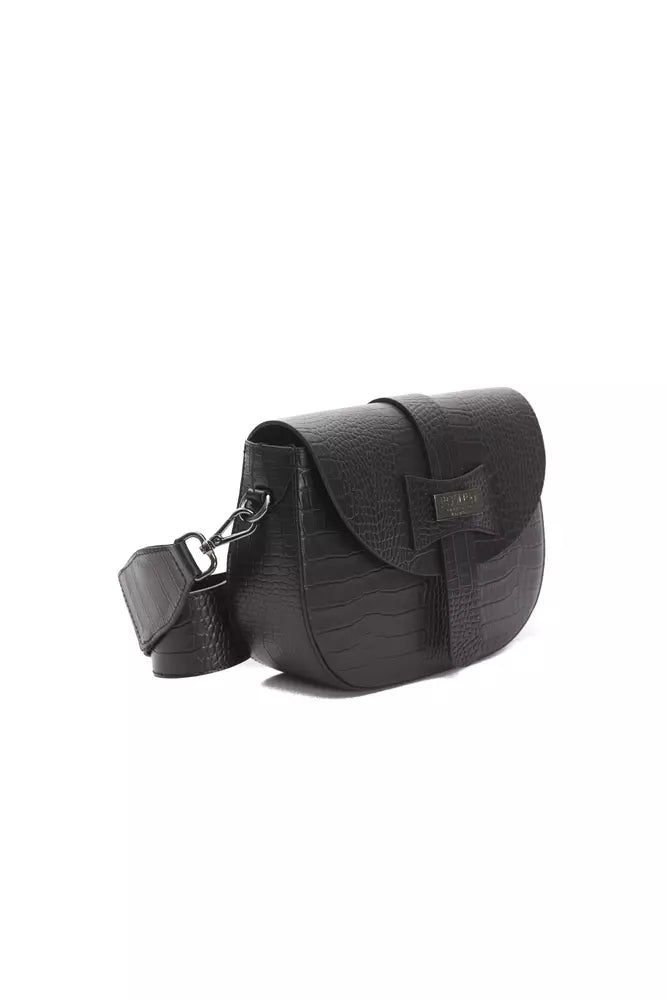 Pompei Donatella Schwarze Leder Damen Crossbody Tasche