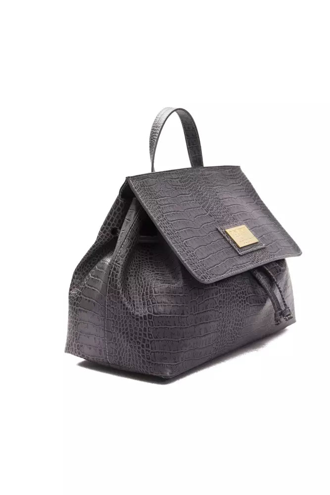 Grey leather ladies handbag