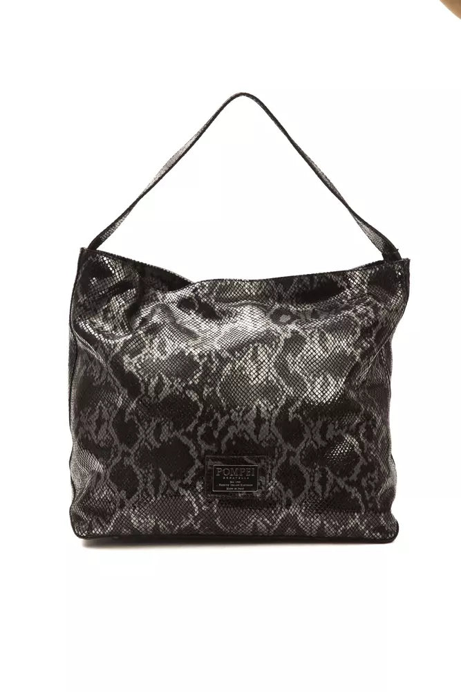 Grey leather ladies shoulder bag