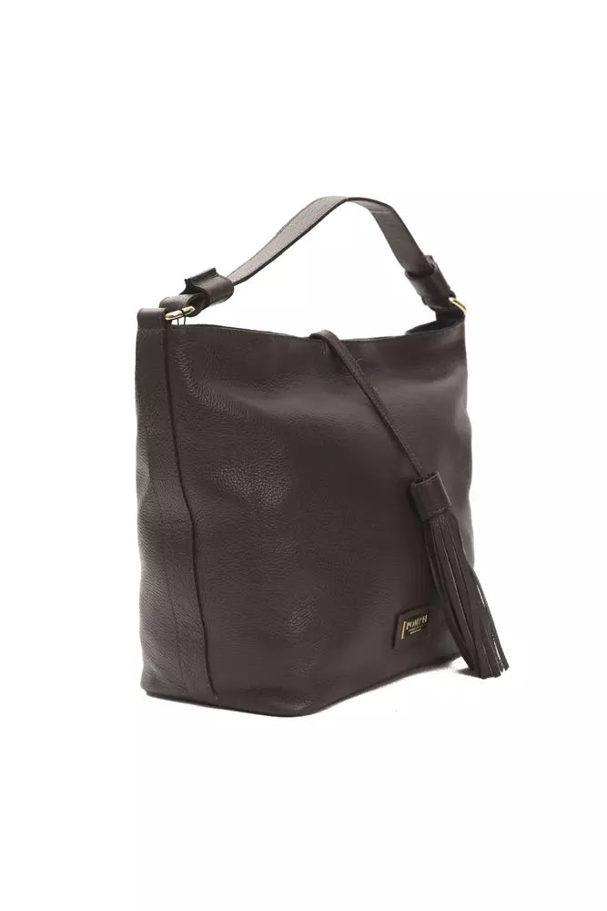 Brown leather ladies shoulder bag