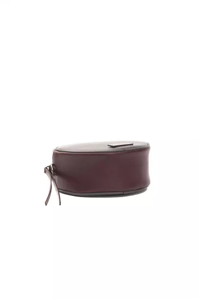 Chic burgundy small oval shoulder bag