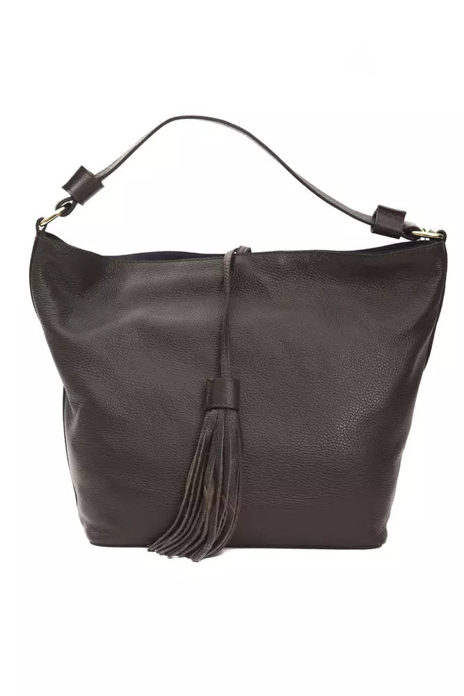 Brown leather ladies shoulder bag