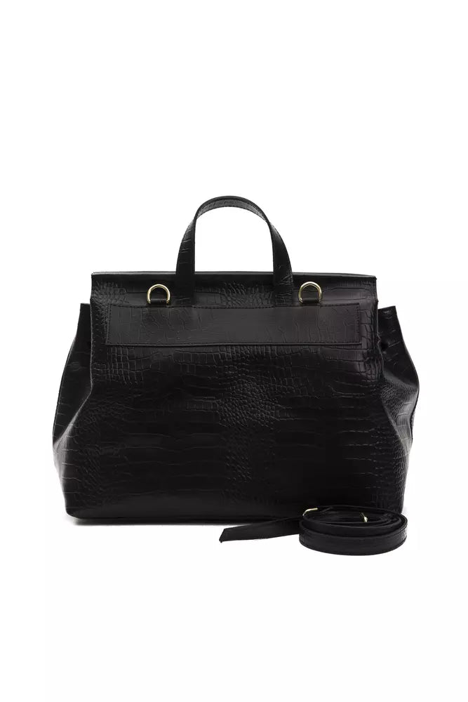 Black leather women handbag