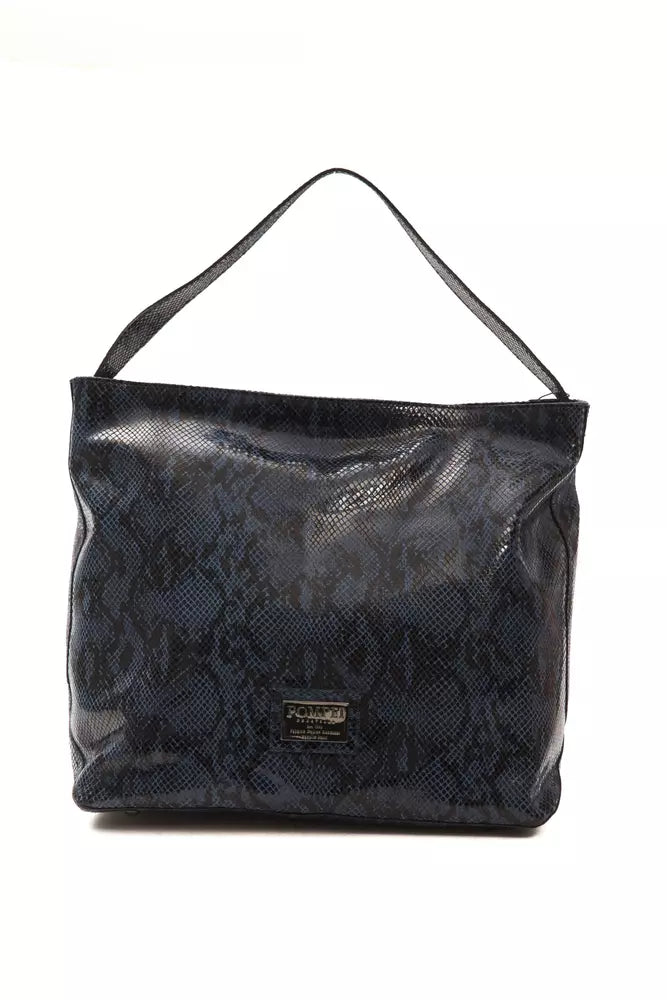 Blue leather ladies shoulder bag
