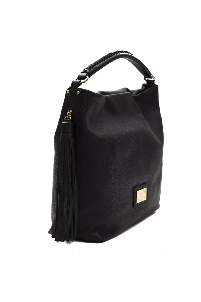 Black leather ladies shoulder bag
