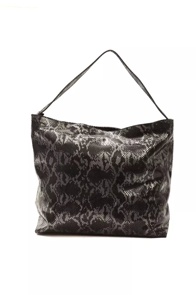 Grey leather ladies shoulder bag