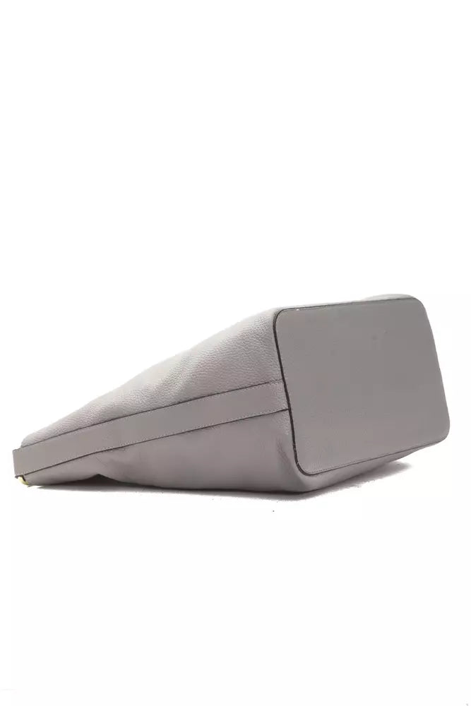 Grey leather ladies shoulder bag